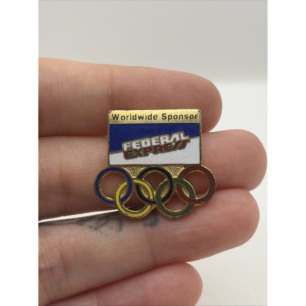 Vintage Olympic Games Federal Express Worldwide Sponsor Lapel Hat Pin